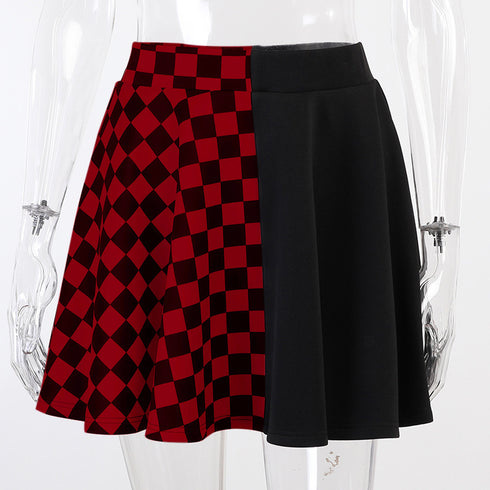 Skirt Gothic Plaid A Line Mini Skirts Harajuku Streetwear - ROUTINE FASHION