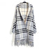 Plaid Mid-length Cardigan Women's Knitted Tassel Shawl Coat Women - ROUTINE FASHION
