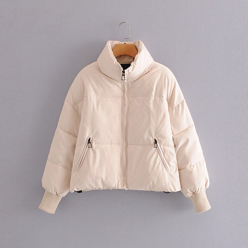 Solid Color Zipper Design Cotton Coat Bread Coat Women - ROUTINE FASHION