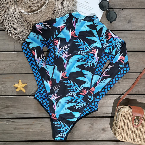 Long Sleeves Women One Piece Swimsuit - ROUTINE FASHION