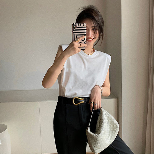 Sleeveless straight shirt T-shirt women - ROUTINE FASHION