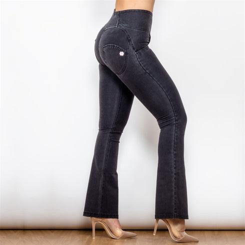 High Waist Black Flared Skinny Women's Stretch Jeans - ROUTINE FASHION