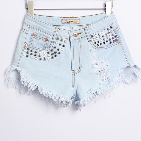 Denim high waist shorts - ROUTINE FASHION