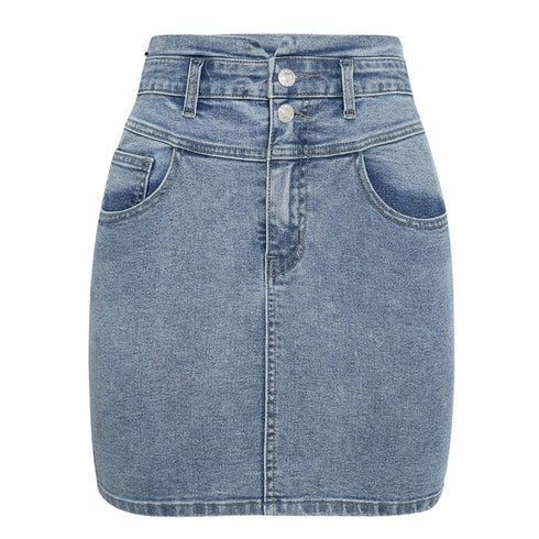 Solid color bag hip denim skirt - ROUTINE FASHION
