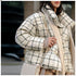 Fashion plaid winter parkas Women Turtleneck warm coat - ROUTINE FASHION