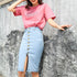 Single-breasted stretch denim skirt - ROUTINE FASHION