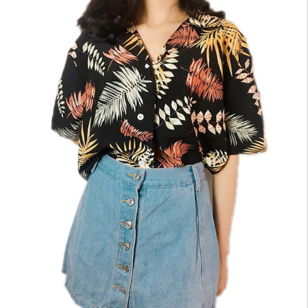 Women's Polo printed short sleeve shirt - ROUTINE FASHION