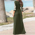 Round Neck Long Sleeve Lace Waist Maxi Skirt - ROUTINE FASHION