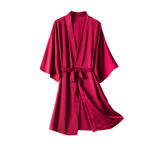 Women's One-Piece Mid-Length Solid Robe Bathrobe - ROUTINE FASHION