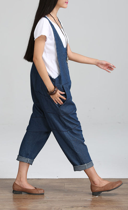 Loose Denim Jumpsuit For Women - Harem Pants For Woman - ROUTINE FASHION