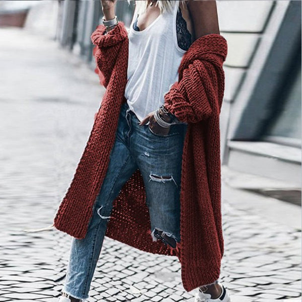 Women's Breasted Solid Color Lapel Knitted Gray Cardigan Sweater Women - ROUTINE FASHION
