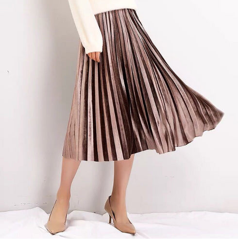 Gold velvet pleated skirt - ROUTINE FASHION