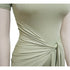 Summer Round Neck Solid Color Short Skirt Pleated Hip Wrap - ROUTINE FASHION