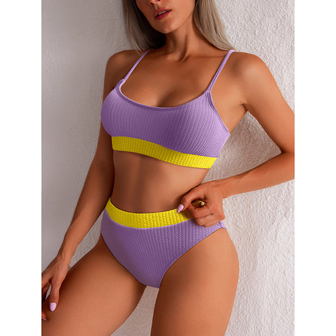 High Waist Bikini Swimwear Women Swimsuit New Push Up Biquini Ribbed Bathing Suit Women Sexy High Cut Bikinis Set - ROUTINE FASHION