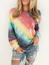 Fashion Tie Dye Rainbow Casual Long Sleeve T-shirt for Women - ROUTINE FASHION