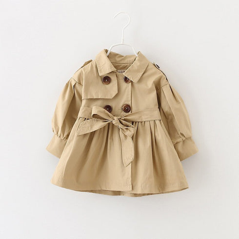 Double-breasted button trench coat belt trench coat skirt - ROUTINE FASHION
