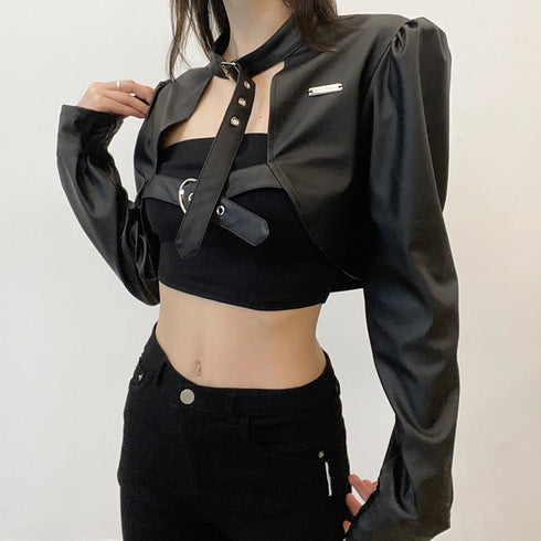 Street Biker Women's Short Leather Jacket - ROUTINE FASHION