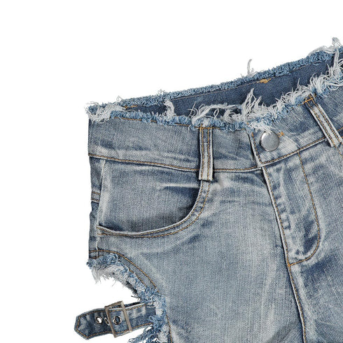 High waist denim shorts - ROUTINE FASHION