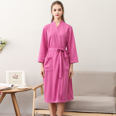 Women's Thin Couple's Nightgown Three Quarter Sleeve Bathrobe - ROUTINE FASHION