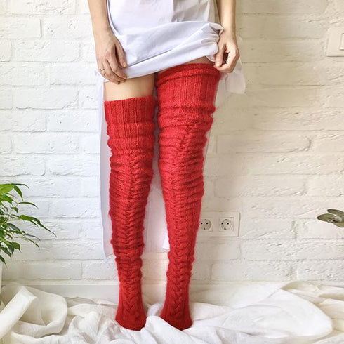Winter Socks Over The Knee Lengthened Long Tube Knitted Pile Socks - ROUTINE FASHION
