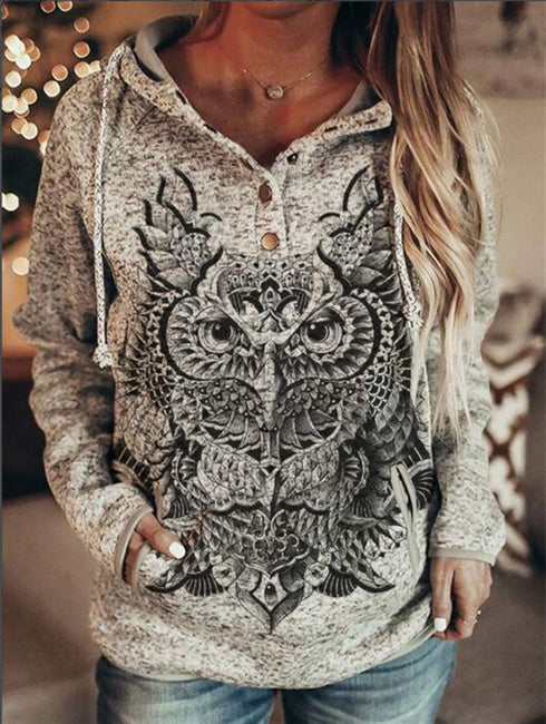 Women's Animal Wolf Print Casual Hoodie - ROUTINE FASHION