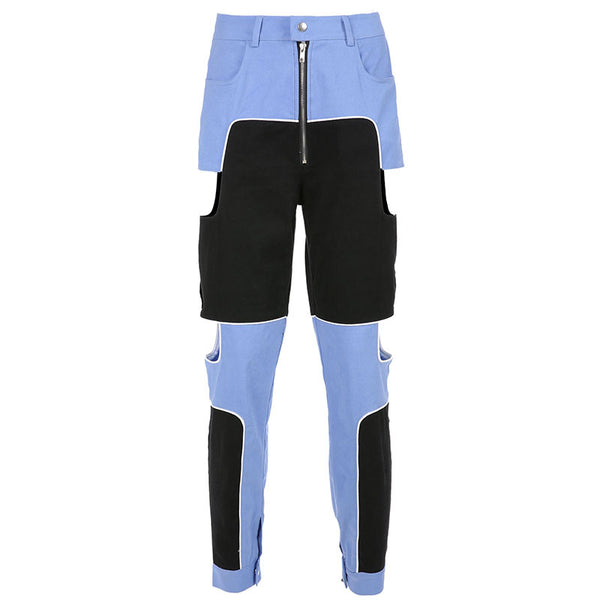 Contrast color hollowed-out trousers for women - ROUTINE FASHION