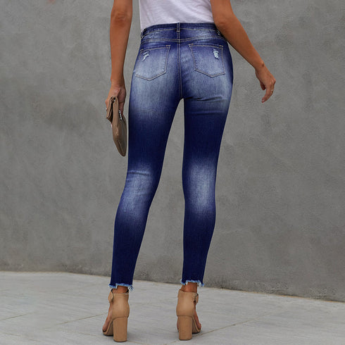 Women Hand Worn High Rise Cropped Jeans - ROUTINE FASHION
