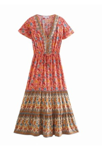 Printed V-neck holiday maxi skirt - ROUTINE FASHION