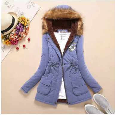 Thick Winter Jacket Women Large Size Long Section Hooded parka outerwear new fashion fur collar Slim padded cotton warm coat - ROUTINE FASHION