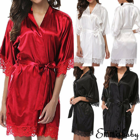 Sexy nightdress with ice silk bathrobe - ROUTINE FASHION