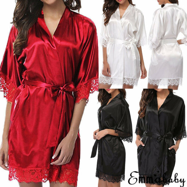 Sexy nightdress with ice silk bathrobe - ROUTINE FASHION