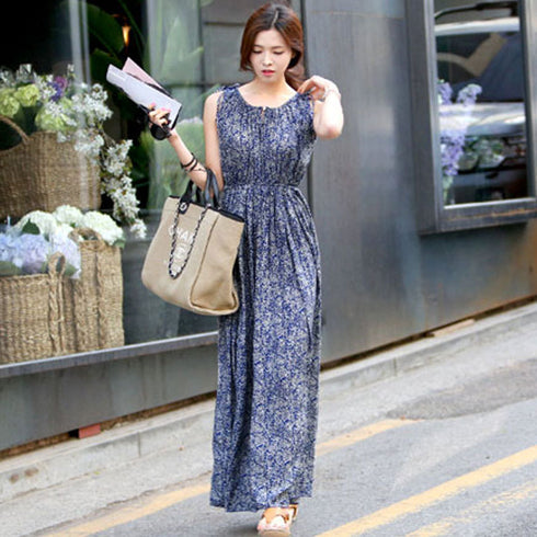 Sleeveless Floral Dress Maxi Dress - ROUTINE FASHION