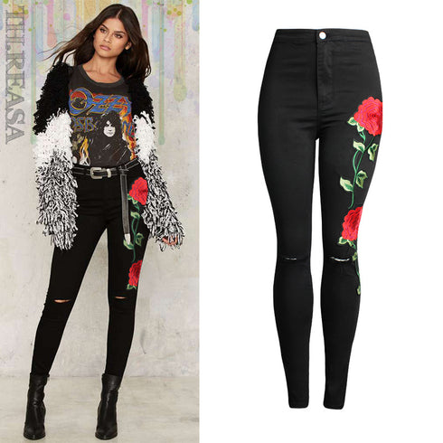 Women's 3D Embroidery Skinny Jeans - ROUTINE FASHION