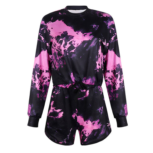 Sexy Long-Sleeved Drawstring Shorts Casual Two-Piece Suit - ROUTINE FASHION
