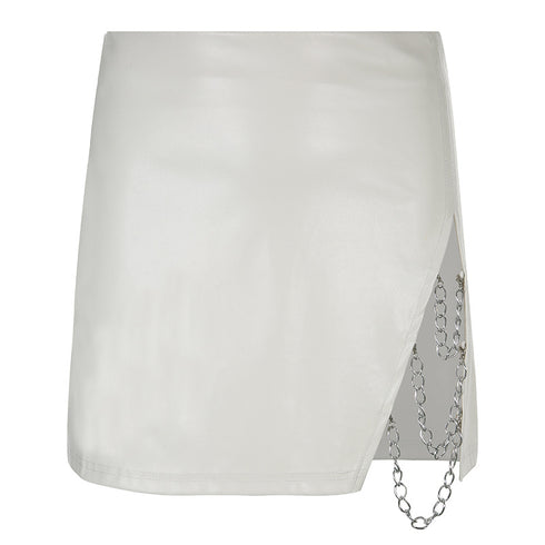 Summer Spice Fashion Chain Split Leather Skirt - ROUTINE FASHION