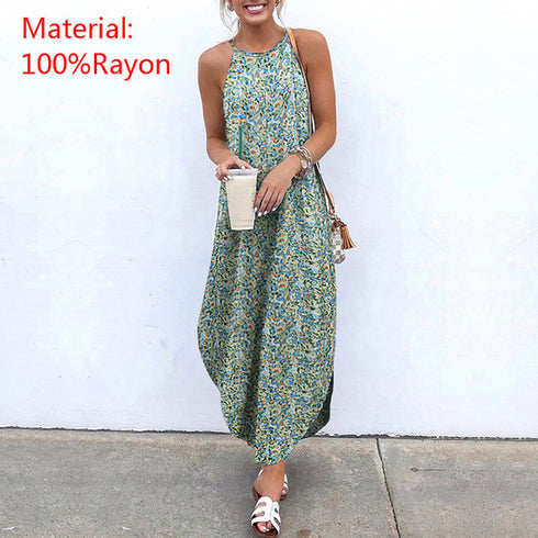 Sexy Sleeveless Print Maxi Dress - ROUTINE FASHION