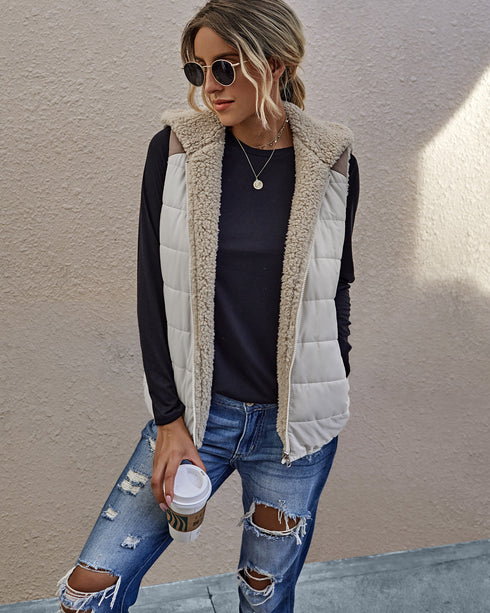 Splicing plush waistcoat - ROUTINE FASHION