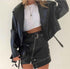 Irregular belt motorcycle leather skirt - ROUTINE FASHION