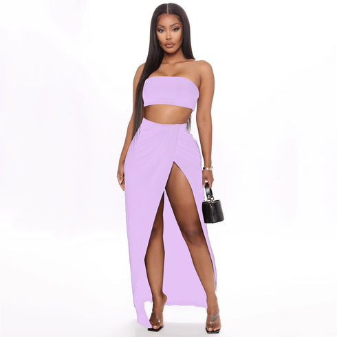 Ladies strapless breast wrap skirt suit - ROUTINE FASHION