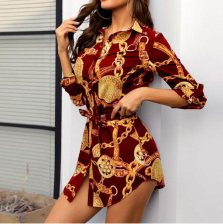 Black White Chain Print Tunic Shirt - ROUTINE FASHION