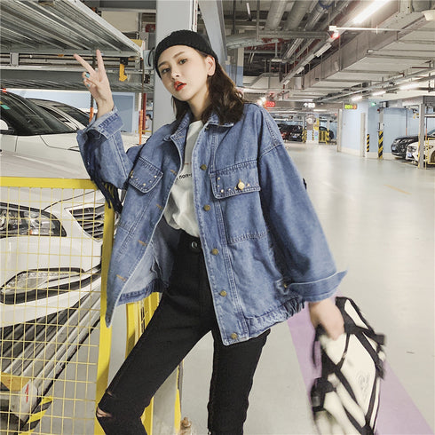 Embroidered denim jacket women loose net red tassel jacket - ROUTINE FASHION