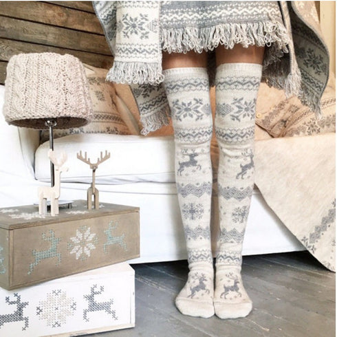 Christmas moose over knee socks - ROUTINE FASHION