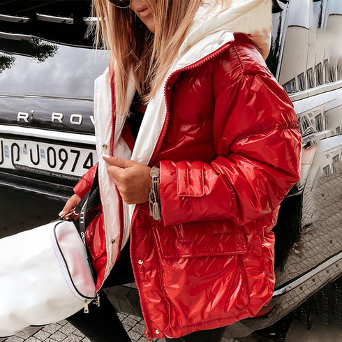 Winter Women Down Plus Size Jacket Pure Color Casual Hooded - ROUTINE FASHION