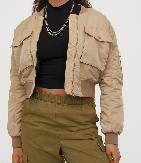 Loose Casual Long Sleeve Bomber Jacket Zip - ROUTINE FASHION