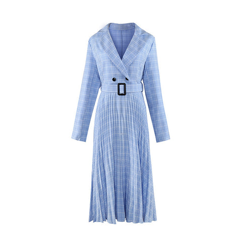 Plaid long skirt A-line skirt mid-length skirt - ROUTINE FASHION