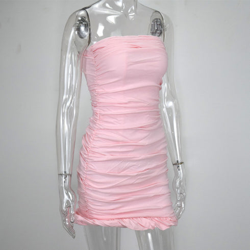 Hip fold wrap chest ruffle skirt - ROUTINE FASHION