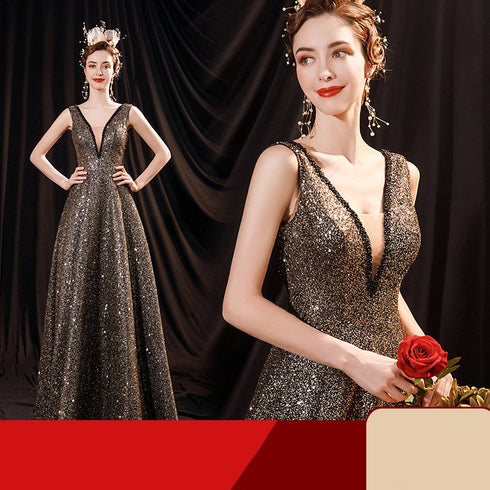 Women's Black Glitter Wedding Dress - ROUTINE FASHION