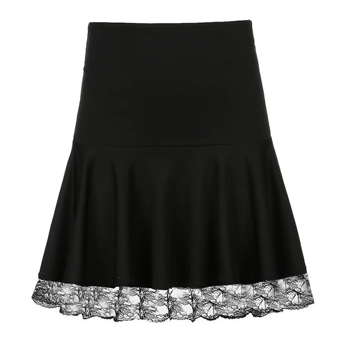 Lace Stitching Skirt Pleated Skirt - ROUTINE FASHION