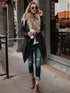Fur collar cardigan plush trench coat - ROUTINE FASHION