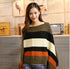 Color Blocking Striped Knitted Women Cape Shawl - ROUTINE FASHION